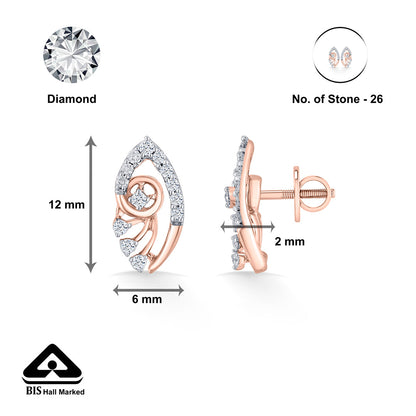 Bloom Veil Diamond & Gold Stud Earrings for Women