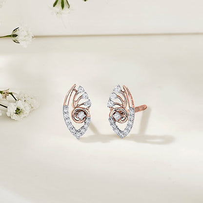 Bloom Veil Diamond & Gold Stud Earrings for Women