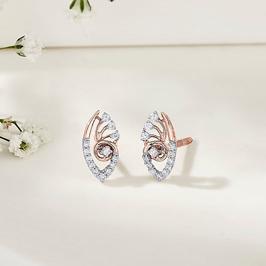 Bloom Veil Diamond & Gold Stud Earrings for Women