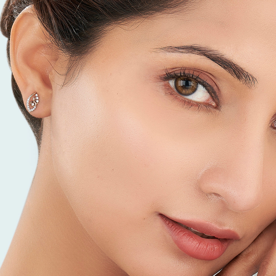 Bloom Veil Diamond & Gold Stud Earrings for Women