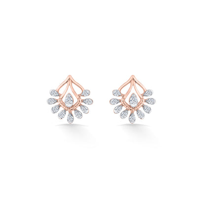 Crystal Grove Diamond & Gold Stud Earrings for Women