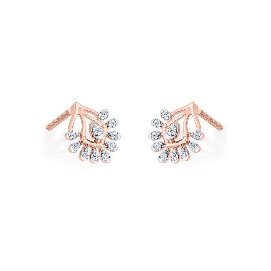 Crystal Grove Diamond & Gold Stud Earrings for Women