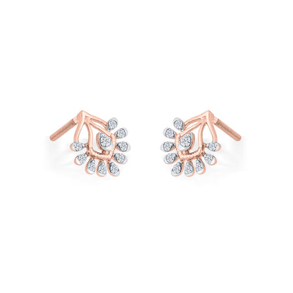 Crystal Grove Diamond & Gold Stud Earrings for Women