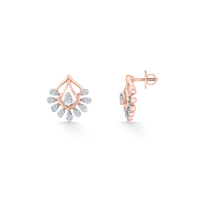 Crystal Grove Diamond & Gold Stud Earrings for Women