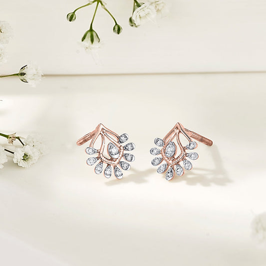 Crystal Grove Diamond & Gold Stud Earrings for Women