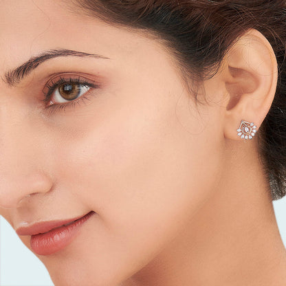 Crystal Grove Diamond & Gold Stud Earrings for Women