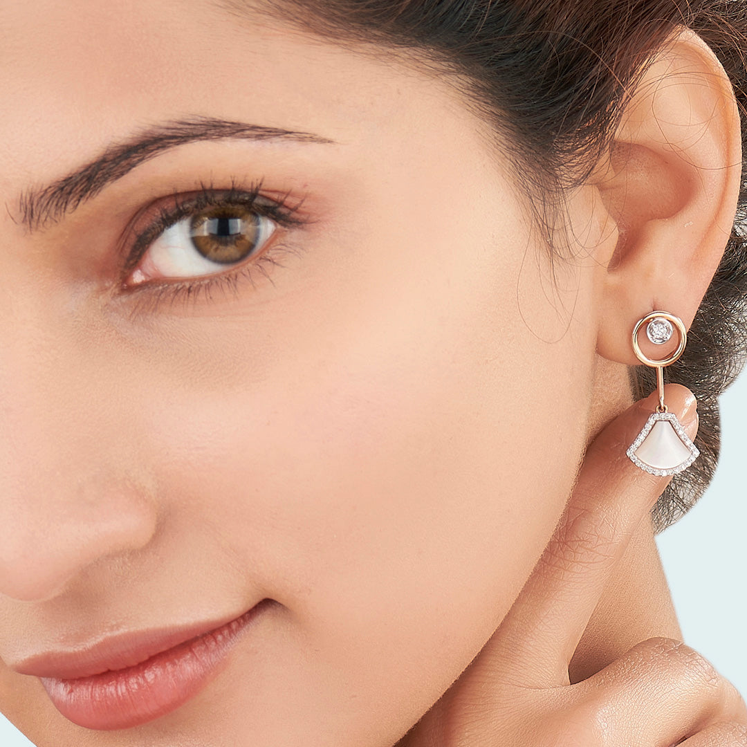Opal Glow Diamond & Gold Drops & Danglers Earrings for Women