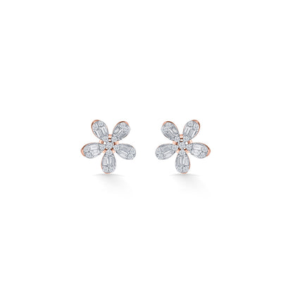 Sun Bloom Diamond & Gold Stud Earrings for Women