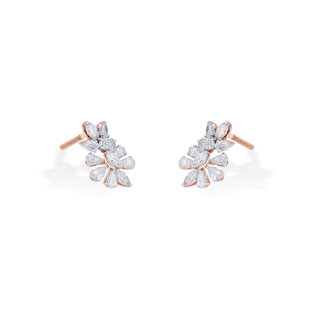 Prism Bloom Diamond & Gold Stud Earrings for Women