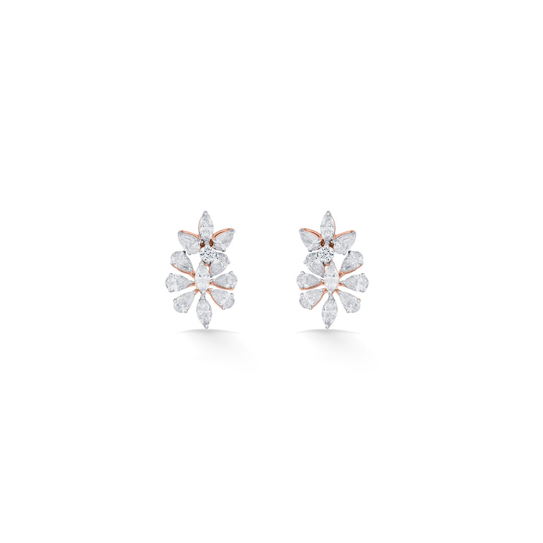 Prism Bloom Diamond & Gold Stud Earrings for Women