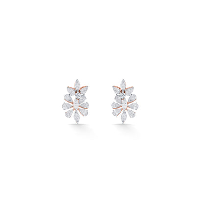 Prism Bloom Diamond & Gold Stud Earrings for Women