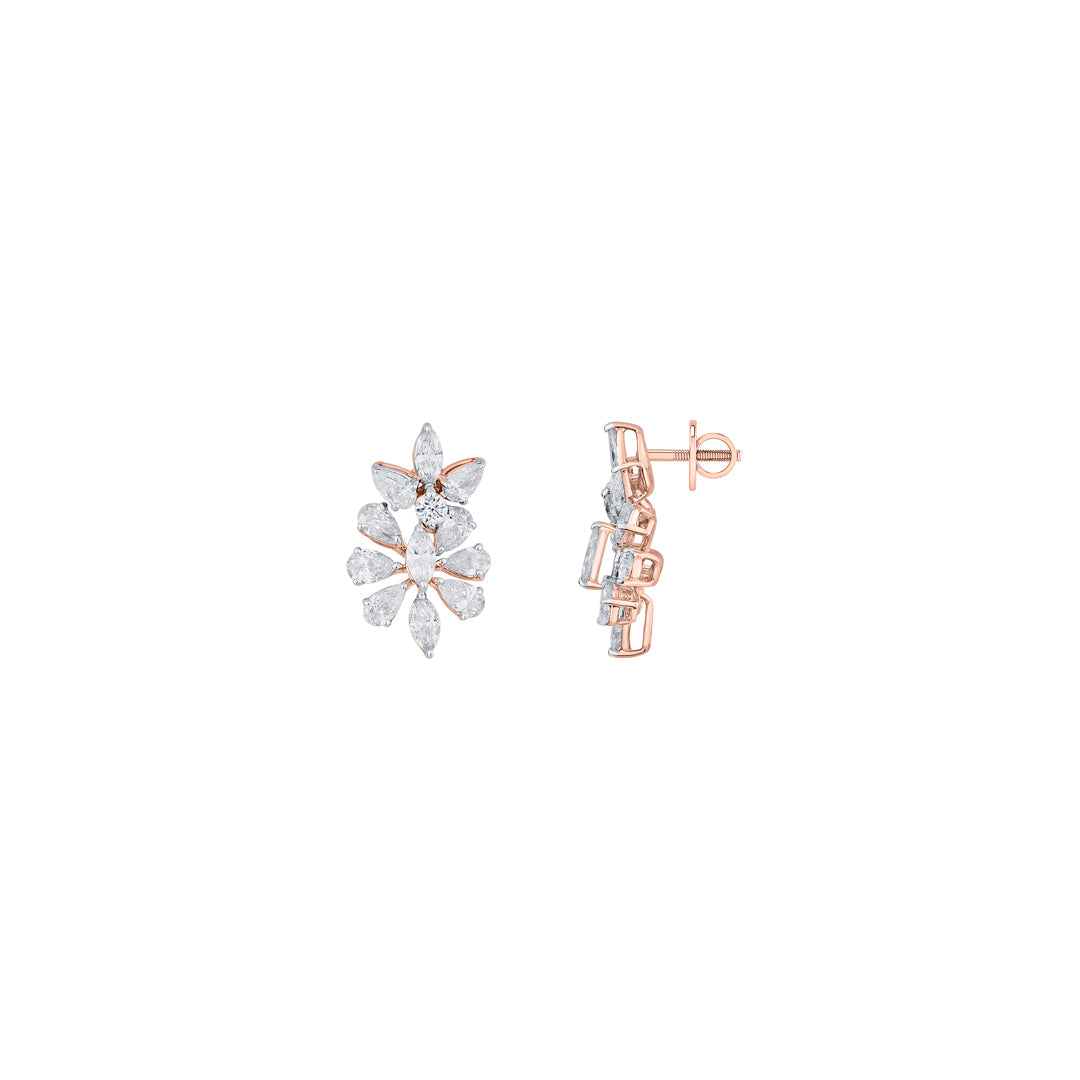 Prism Bloom Diamond & Gold Stud Earrings for Women