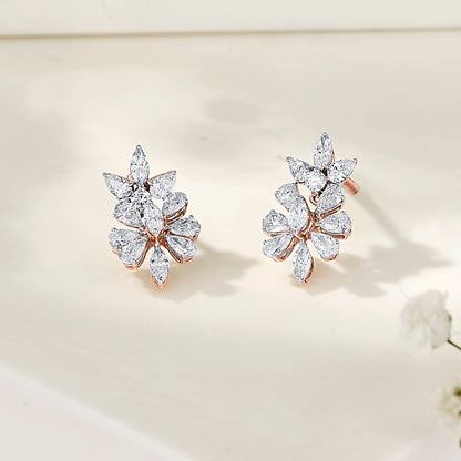 Prism Bloom Diamond & Gold Stud Earrings for Women