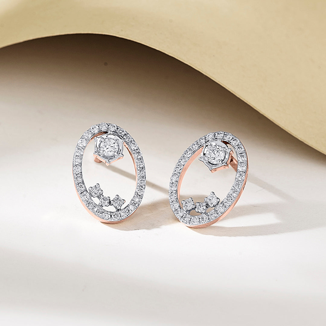 Celestial Essence Diamond & Gold Stud Earrings for Women