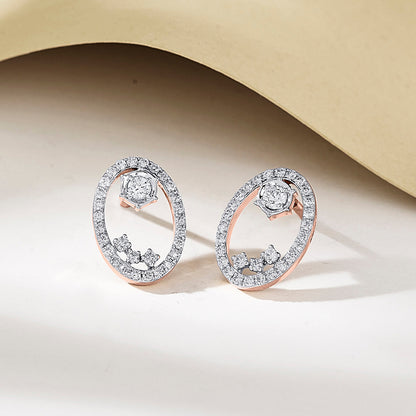 Celestial Essence Diamond & Gold Stud Earrings for Women