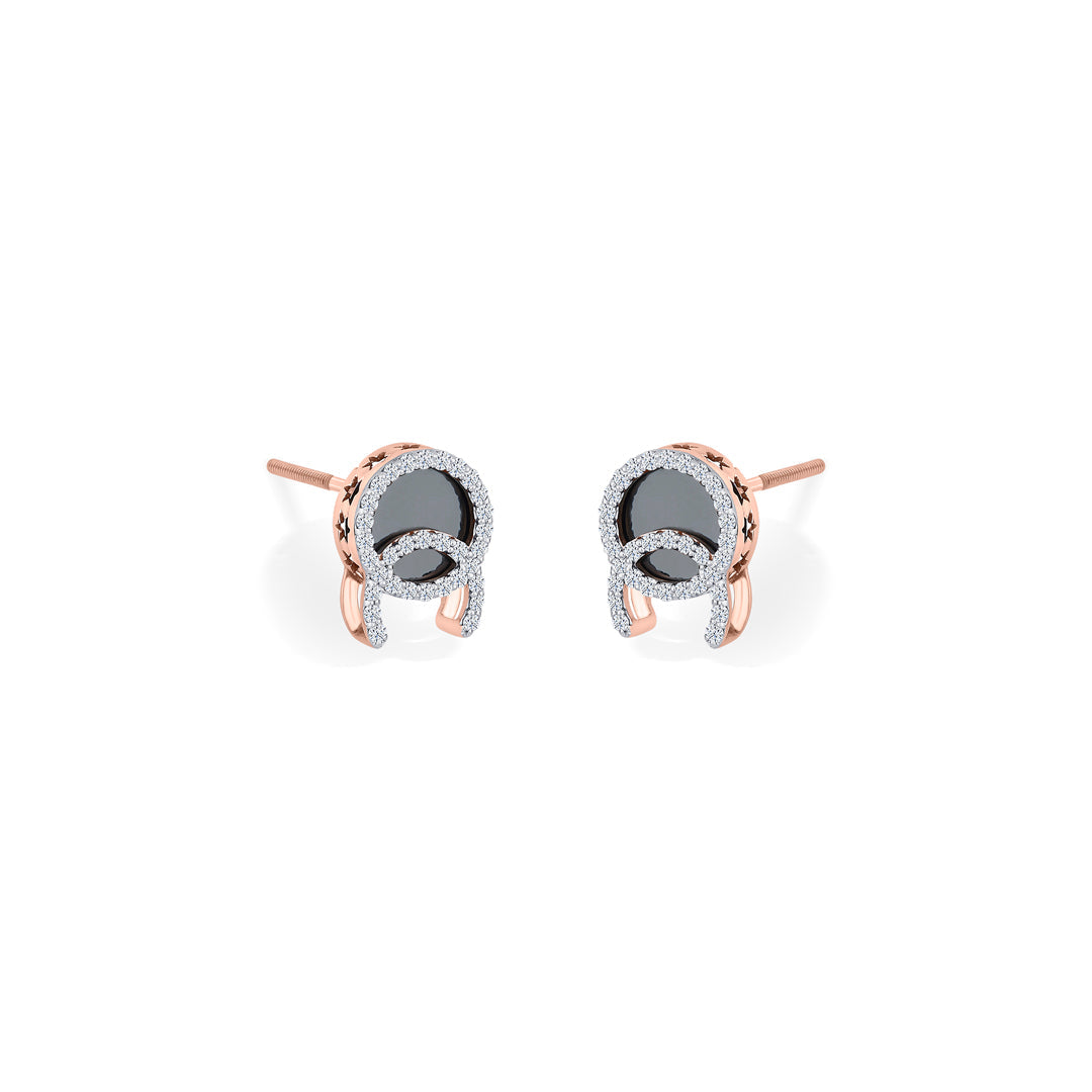 Midnight Glow Diamond & Gold Stud Earrings for Women