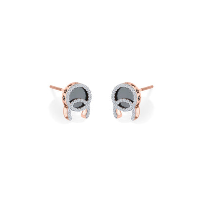 Midnight Glow Diamond & Gold Stud Earrings for Women