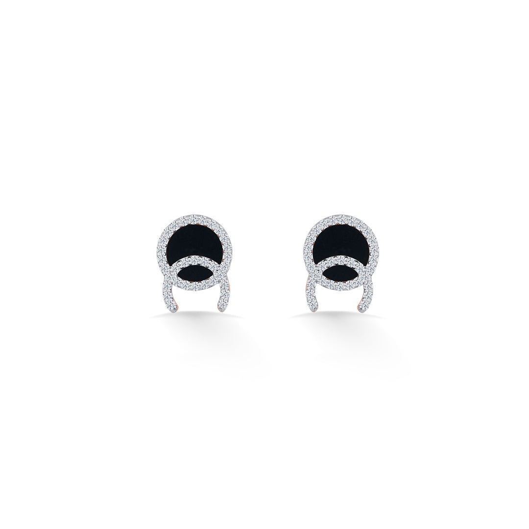 Midnight Glow Diamond & Gold Stud Earrings for Women