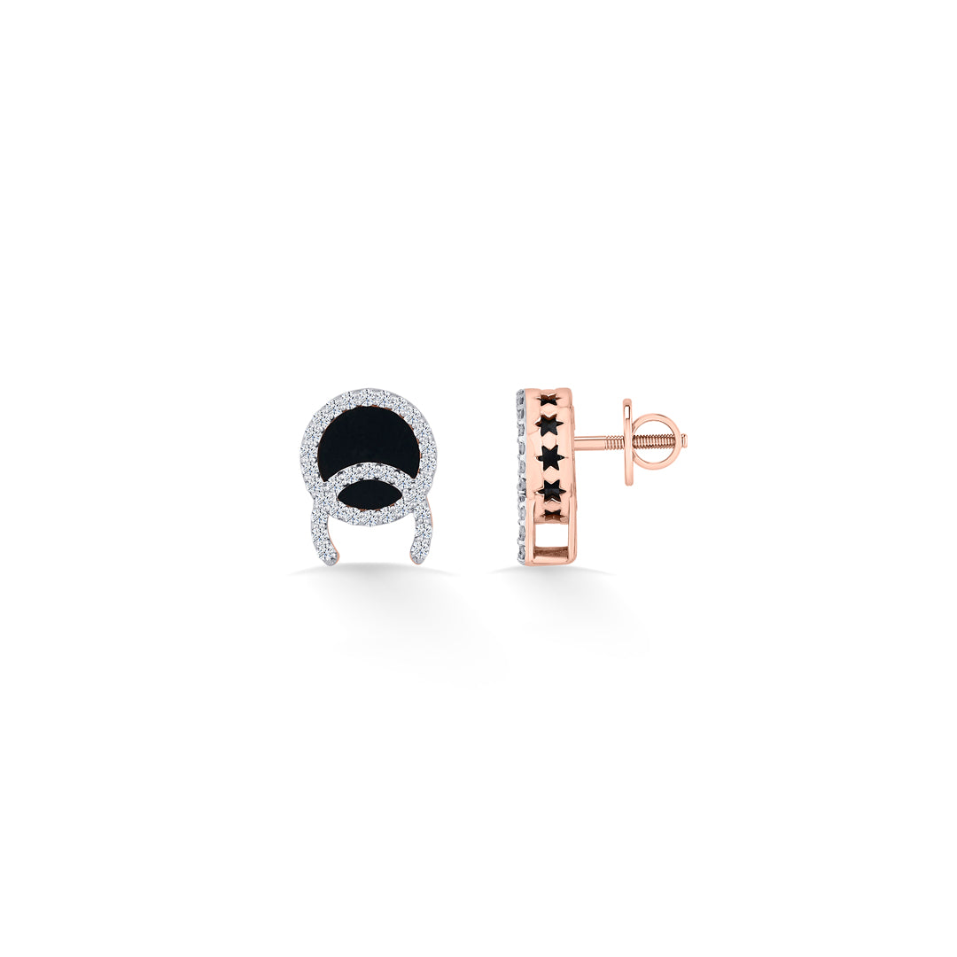 Midnight Glow Diamond & Gold Stud Earrings for Women