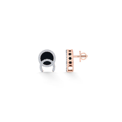 Midnight Glow Diamond & Gold Stud Earrings for Women