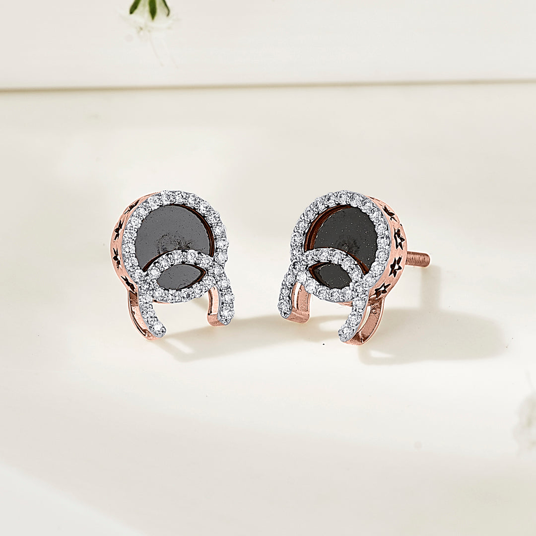 Midnight Glow Diamond & Gold Stud Earrings for Women