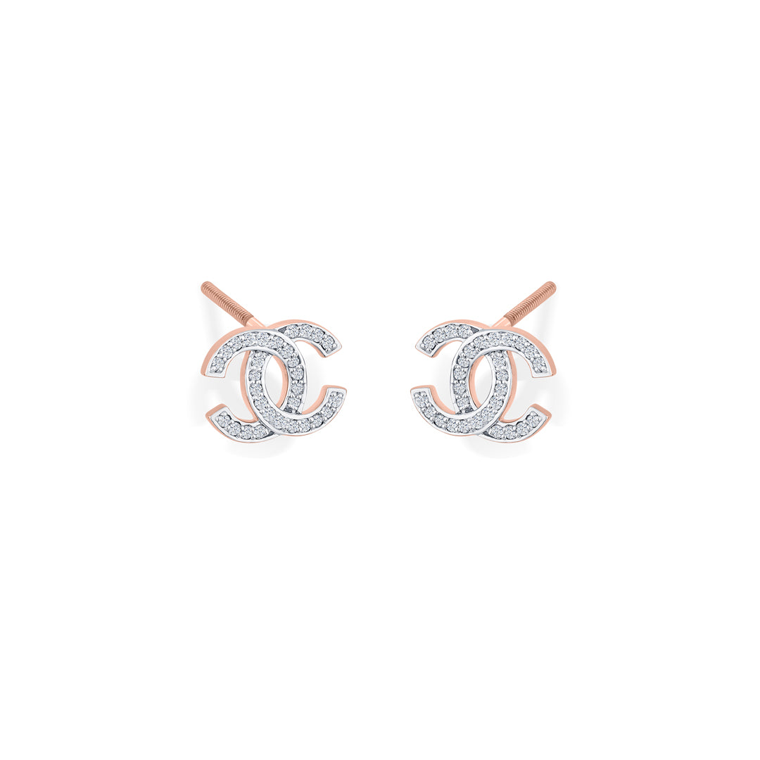 Woven Grace Diamond & Gold Stud Earrings for Women