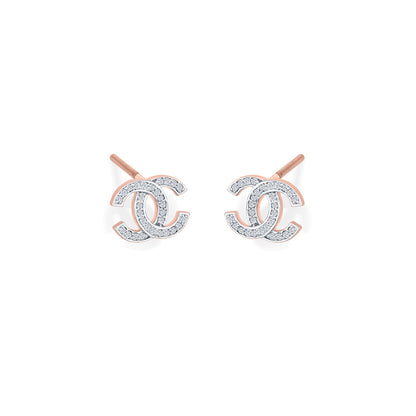 Woven Grace Diamond & Gold Stud Earrings for Women