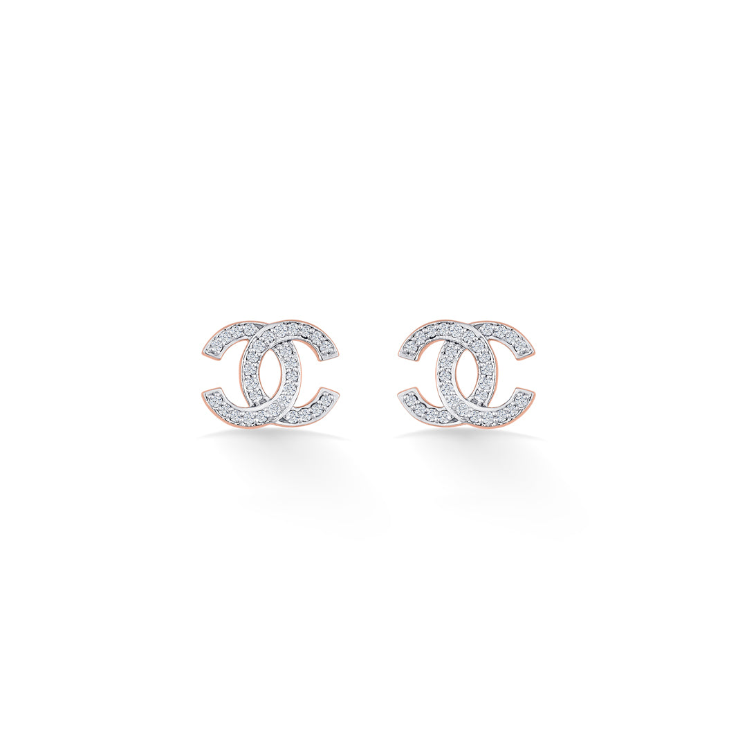 Woven Grace Diamond & Gold Stud Earrings for Women