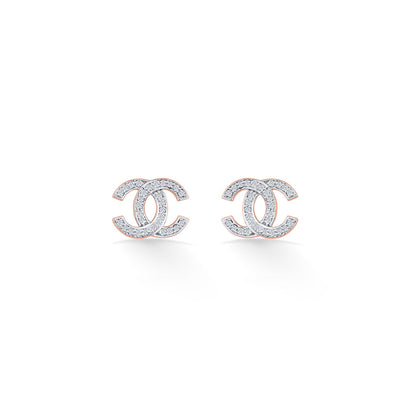 Woven Grace Diamond & Gold Stud Earrings for Women