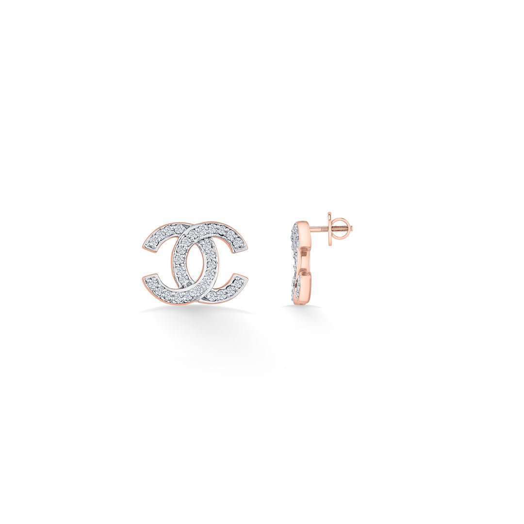 Woven Grace Diamond & Gold Stud Earrings for Women