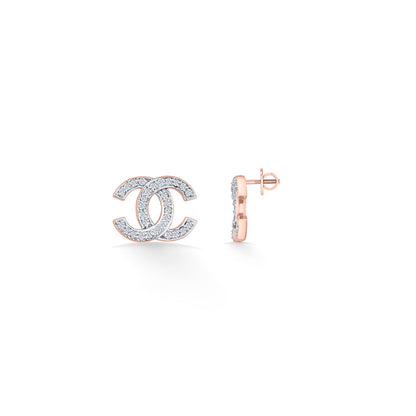 Woven Grace Diamond & Gold Stud Earrings for Women