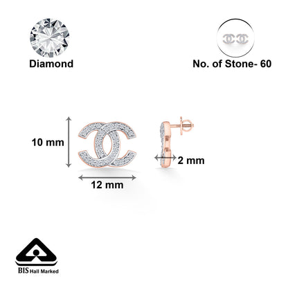 Woven Grace Diamond & Gold Stud Earrings for Women