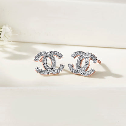 Woven Grace Diamond & Gold Stud Earrings for Women