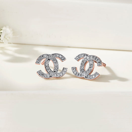 Woven Grace Diamond & Gold Stud Earrings for Women