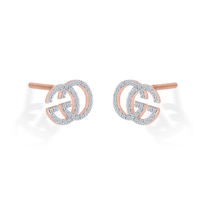 Glamour Grace Diamond & Gold Stud Earrings for Women