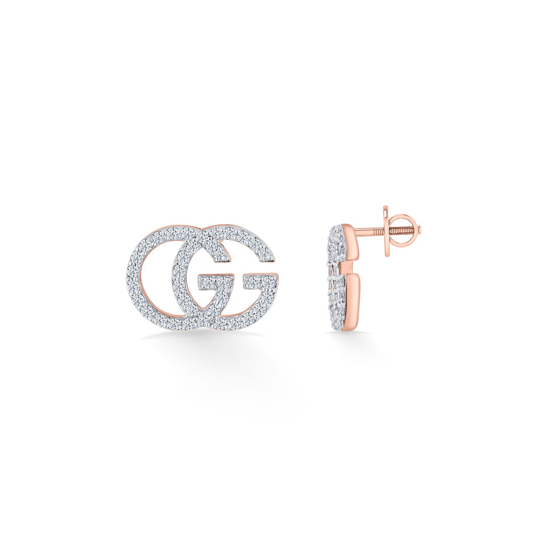 Glamour Grace Diamond & Gold Stud Earrings for Women
