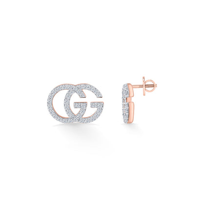 Glamour Grace Diamond & Gold Stud Earrings for Women