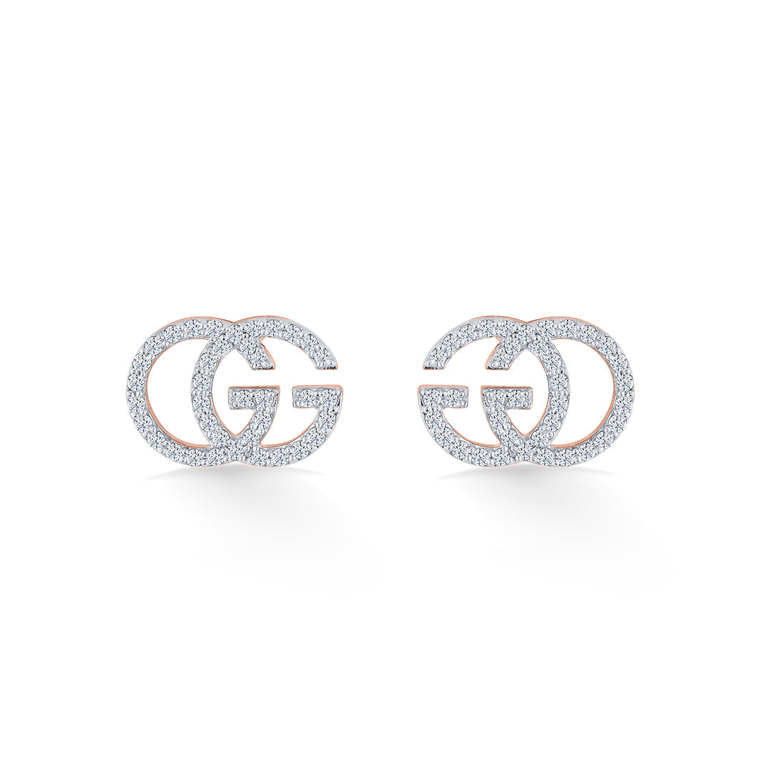 Glamour Grace Diamond & Gold Stud Earrings for Women