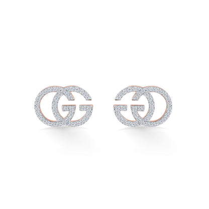 Glamour Grace Diamond & Gold Stud Earrings for Women