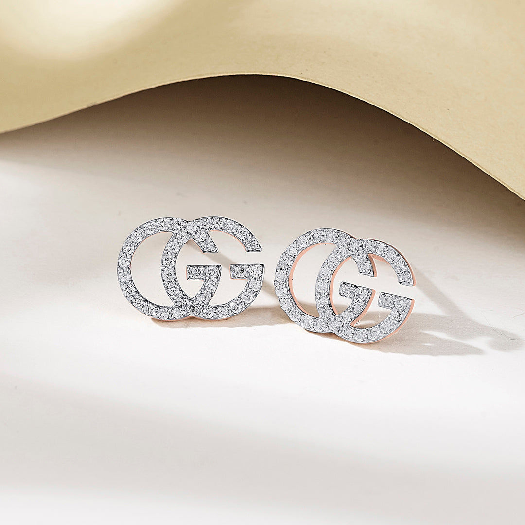 Glamour Grace Diamond & Gold Stud Earrings for Women