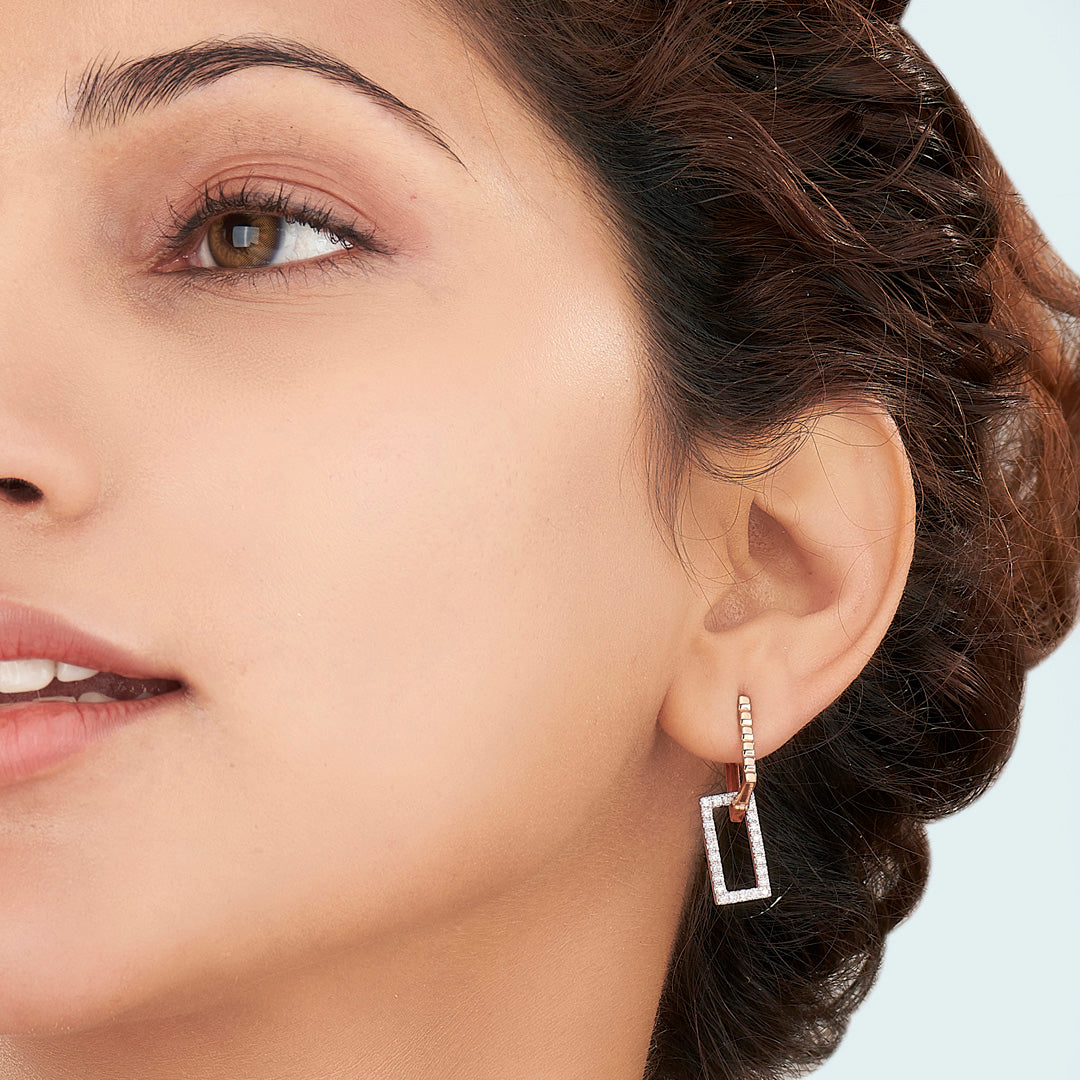 Stellar Frame Diamond & Gold Hoops & Huggies Earrings for Women